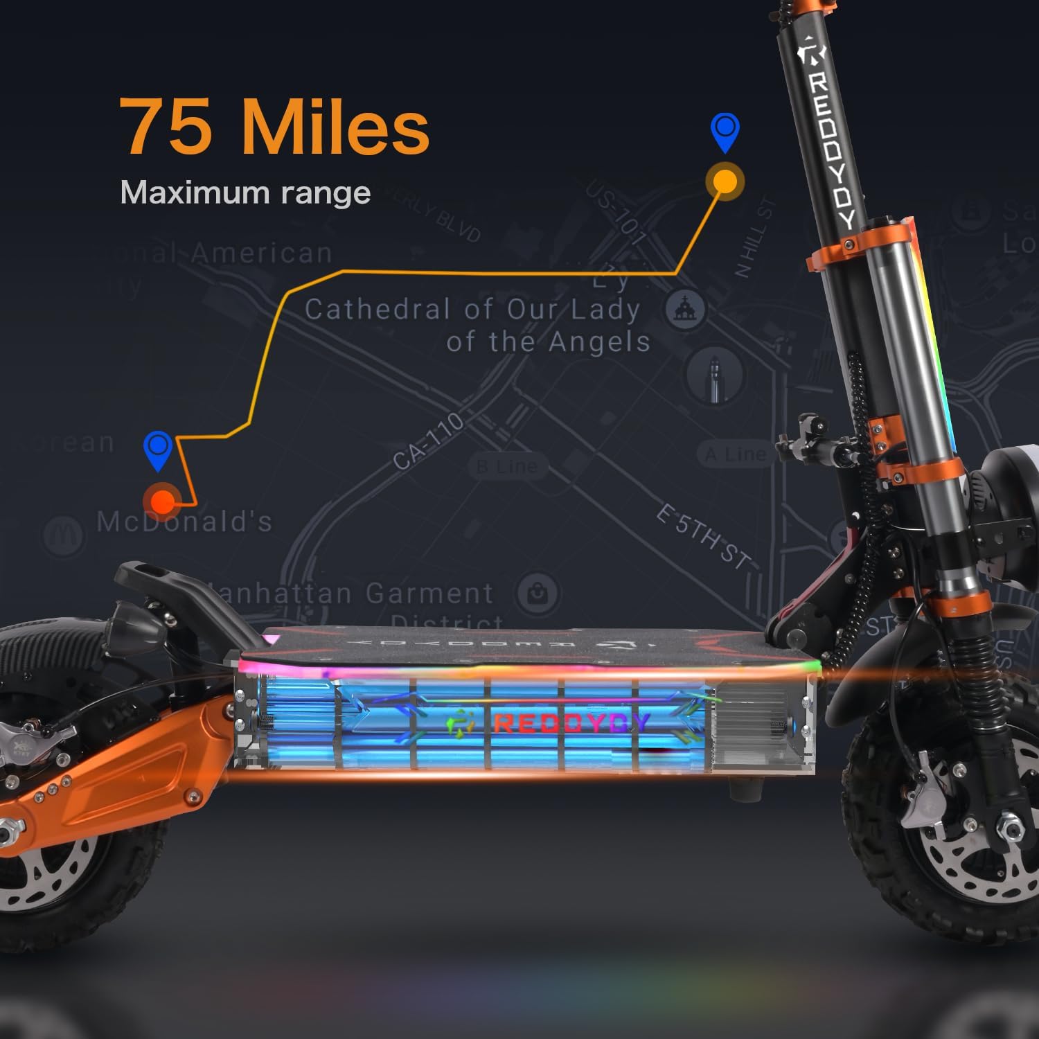 RD1 Dual Motor Off Road Scooter for Adults - 55MPH, 75-Mile Range, 6000W Peak, 11-Inch Tires, UL2272 Certified