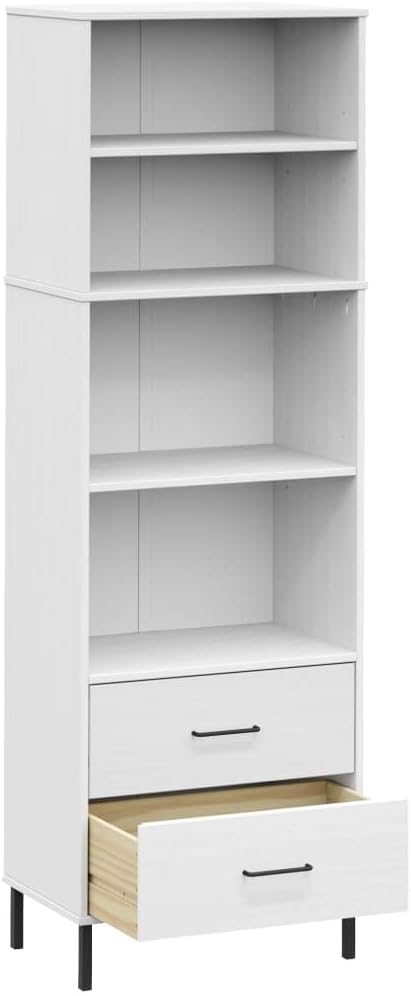 CHARMMA Bookcase with 2 Drawers White 23.6