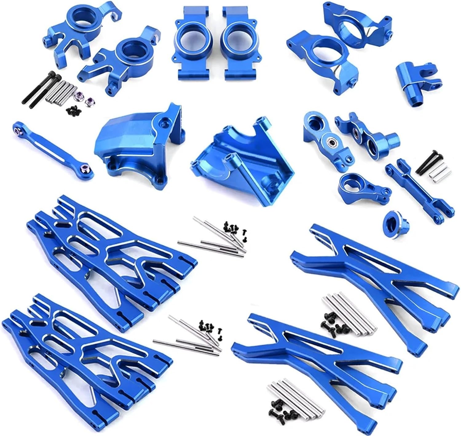 1/5 Aluminum Alloy Front and Rear Swing Arm Block C Steering Cup Upgrade Kit for Tra-xxas for X-MAXX Metal Accessories Parts(1set-Blue)