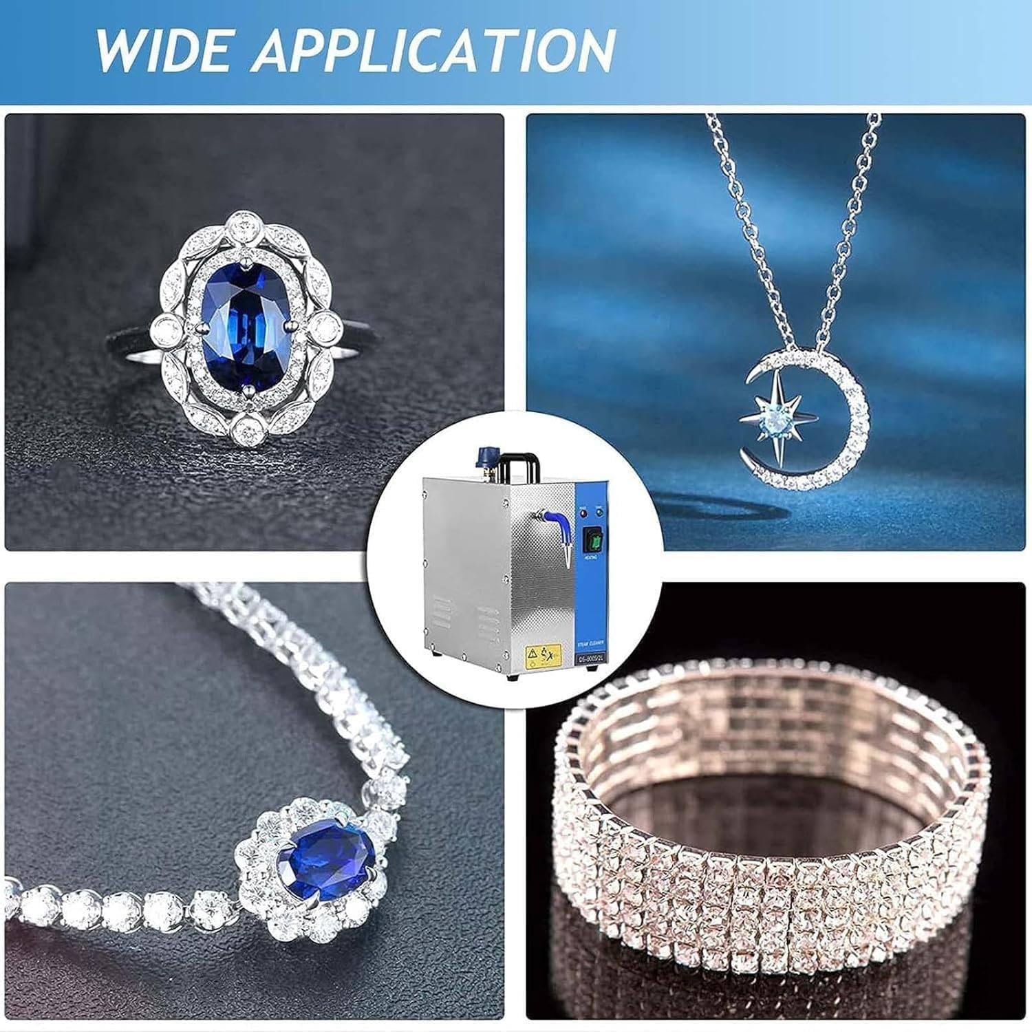 GEHPYYDS 1300W/2200W 110V Jewelry Steam Cleaner Machine with Pedal Stainless-Steel High Pressure Gold and Silver Jewelry Cleaner Steamer, 2L/4L Gem Washer Equipment,4L