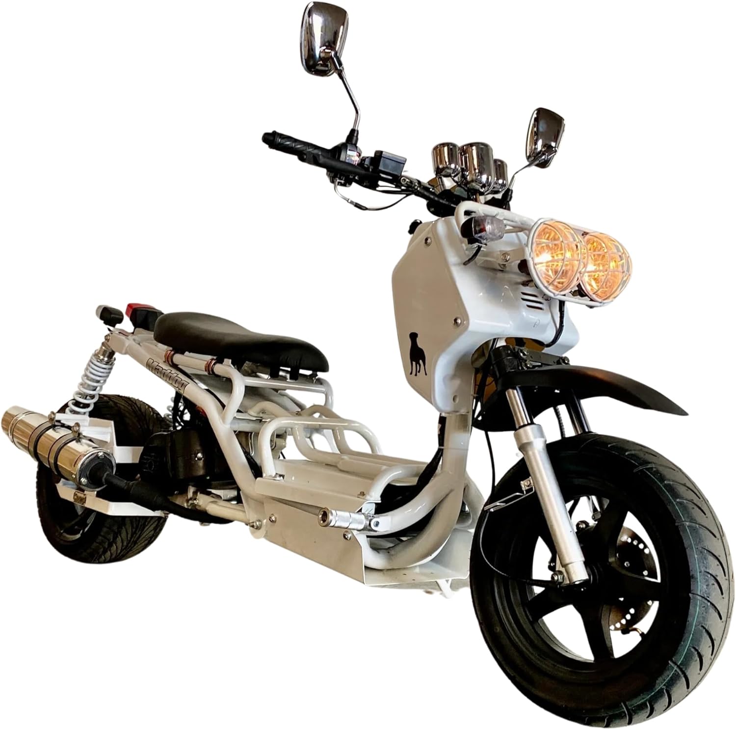 50cc Stretched Scooter Generation 1, Automatic Transmission, PMZ50-19, Wide 205/30-12 Rear Tire, Retro Speedometer, Gas Gauge, Street Legal Moped for Adults, Powerful 49cc GY6 Engine