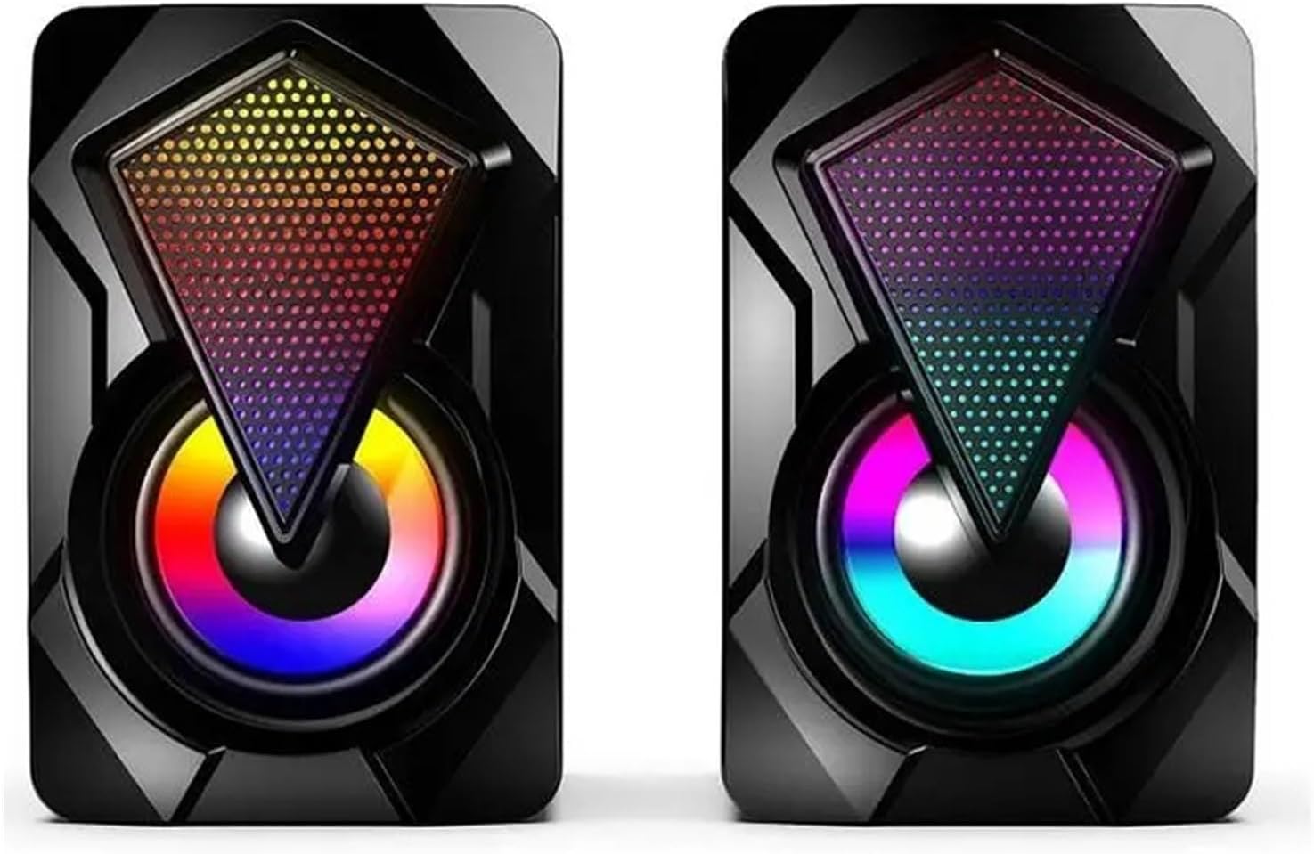 1set 2pcs Heavy Subwoofer Colorful Lights RGB Smart Portable Extra Bass Mode Speaker Stereo Multimedia