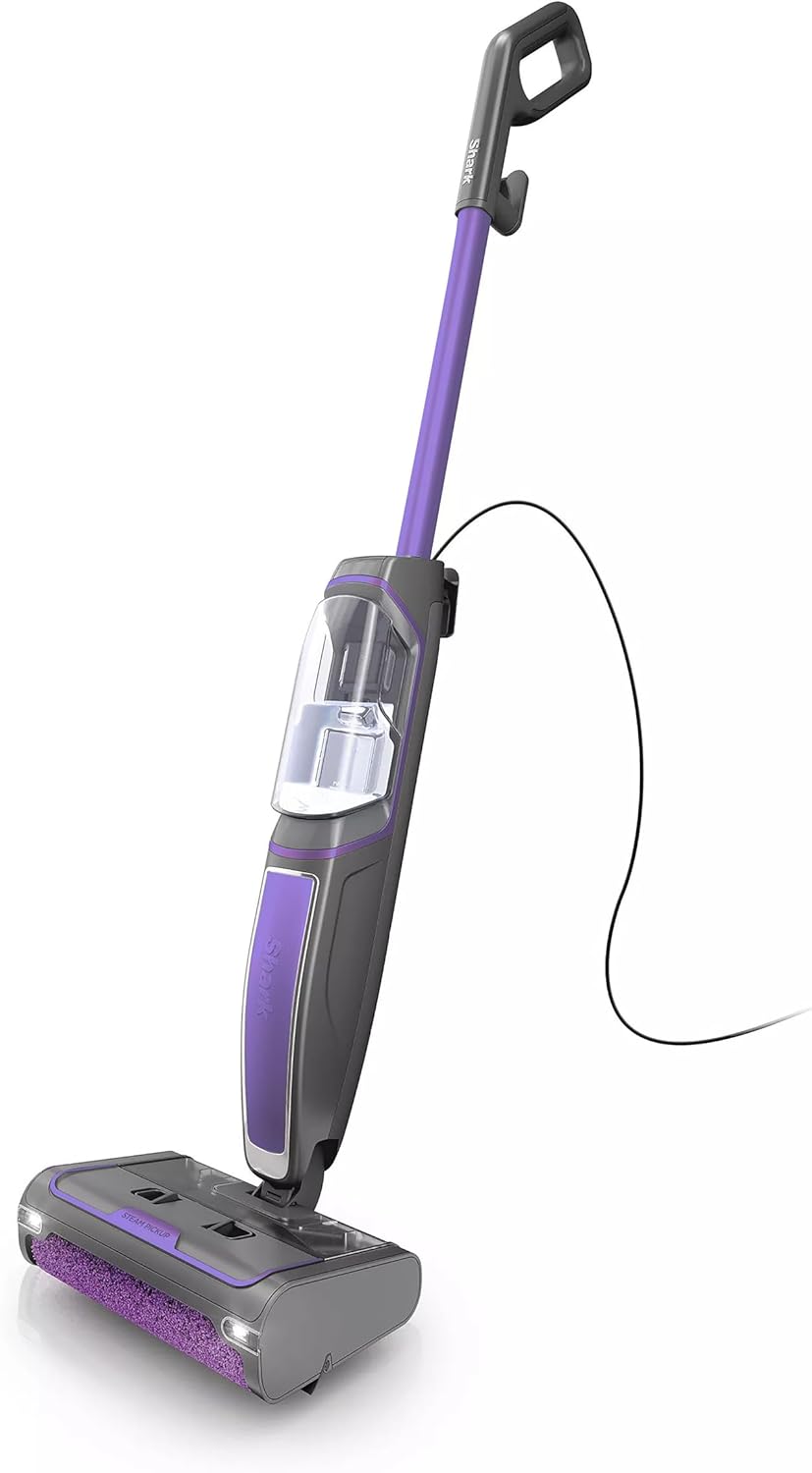Shark Steam Pickup 3-in-1 Steam Mop Pickup Debris, Deep Scrubs, Steam, & Sanitizes Sealed Hard Floors - All At Once, Lightweight Steam Cleaner for Home with Sealed Hard Floors (Renewed) (Purple)