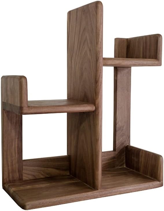 YUHUAWF Bookshelf Bookshelf Desktop Wood Storage Rack Simple CD Rack Shelf Small Bookshelf Small Bookcase 21.65 Inches High (Cherry Wood/Black Walnut) for Living Room Home Office (Color : B)