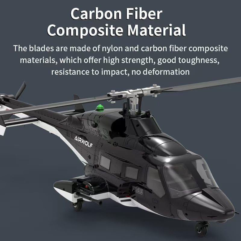 YU Xiang Air-Wolf Replica GPS RC Helicopter with Optical Flow Radar, F02S 1:34 Scale 8CH Dual Brushless Motors RC Helicopter with Telemetry Transmitter & Metal Servo for Pro Enthusiast - RTF