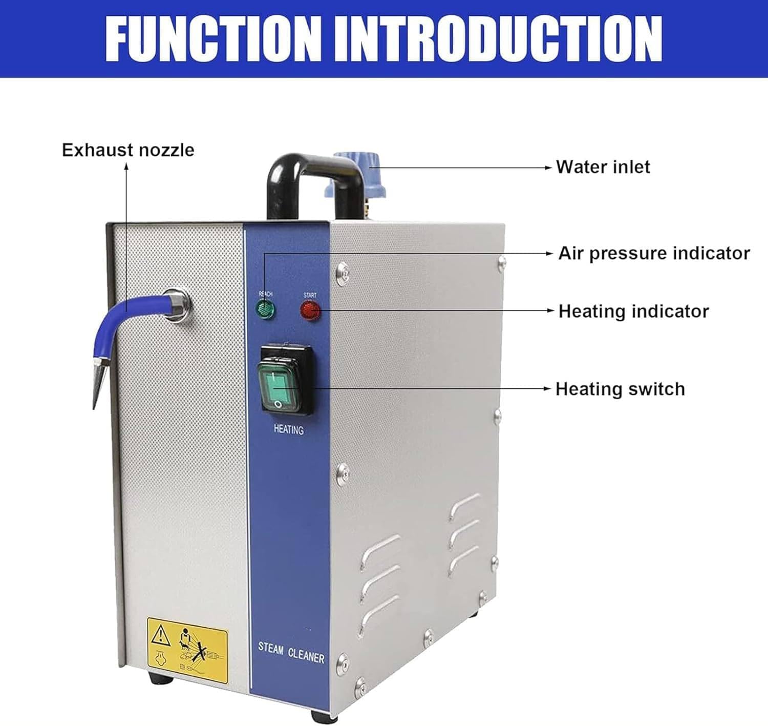 1300W/2200W Professional Jewelry Cleaner Steam Cleaning Machine Gold And Silver Stainless Steel High Pressure 2L/4L Silver & Gold Steam Cleaner Goldsmith Equipment,2L