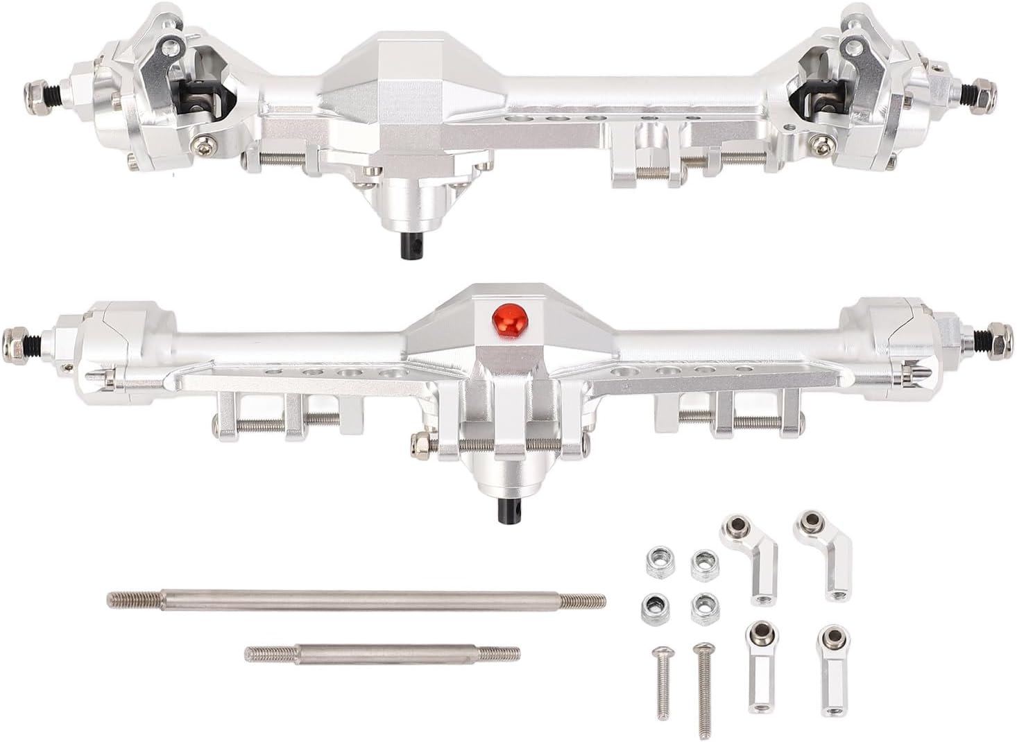 Aluminum Alloy Portal Axle Set, Stainless Steel Metal Front Rear Portal Axle Assembly Adjustable Shock Mount Drive Shaft with Stainless Steel for 1/10 RC Crawler