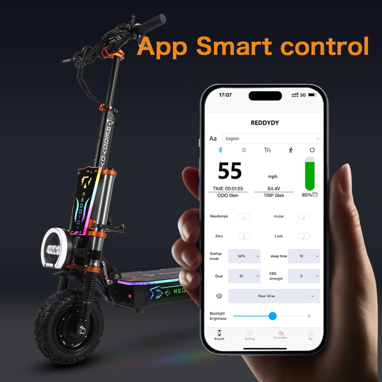 RD1 Dual Motor Off Road Scooter for Adults - 55MPH, 75-Mile Range, 6000W Peak, 11-Inch Tires, UL2272 Certified