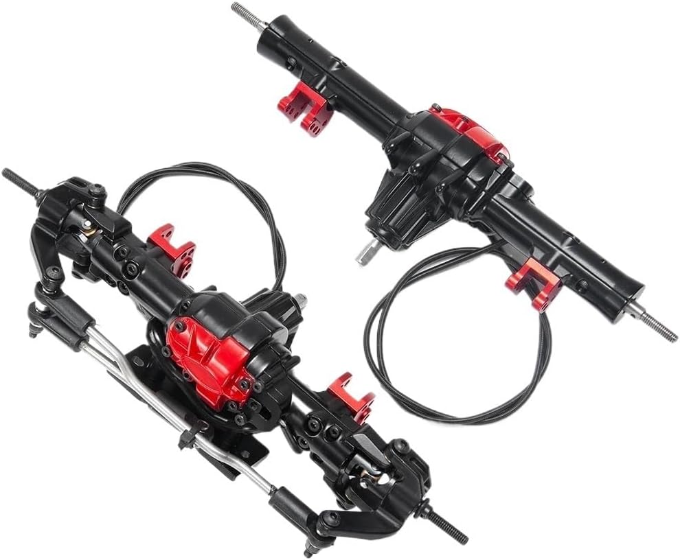 Metal Axle Upgrade Parts Compatible with 1/10 RC Crawler Car Front and Rear with Differential Lock Compatible with Various Models(Front Rear AXLE)