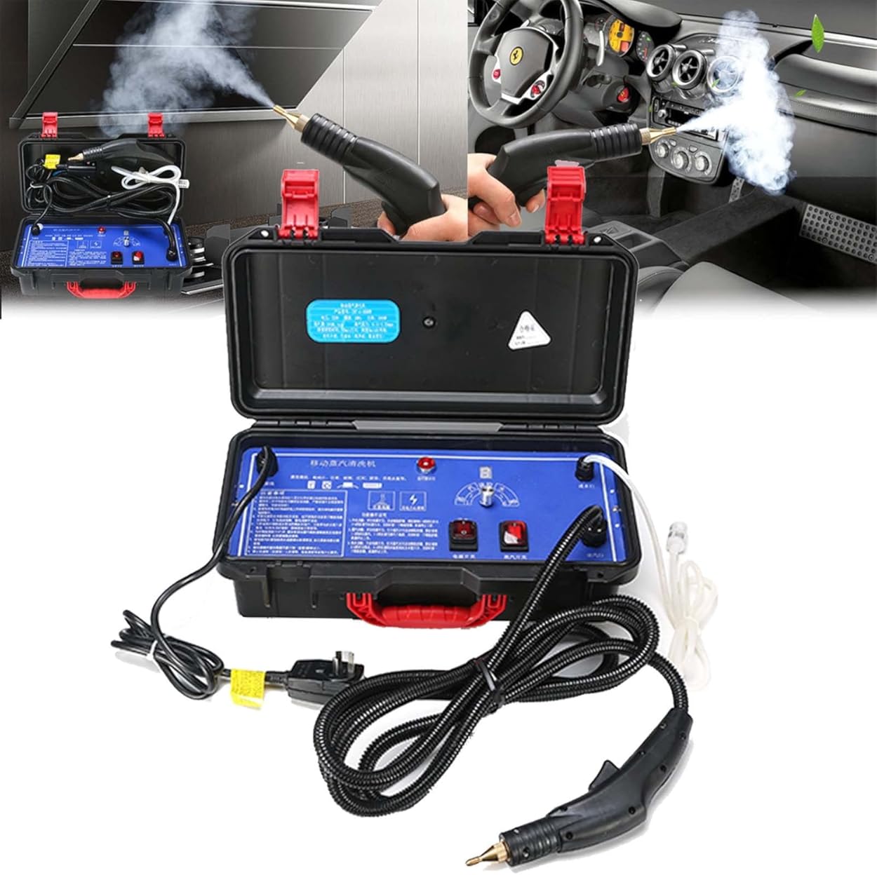 RESKIU 1700W/3000W High Pressure Steam Cleaner Hand-held Portable Steam Cleaning Machine Automatic Pumping for Home Use Grout Tile Car Detailing Kitchen Bathroom,110V-1700W