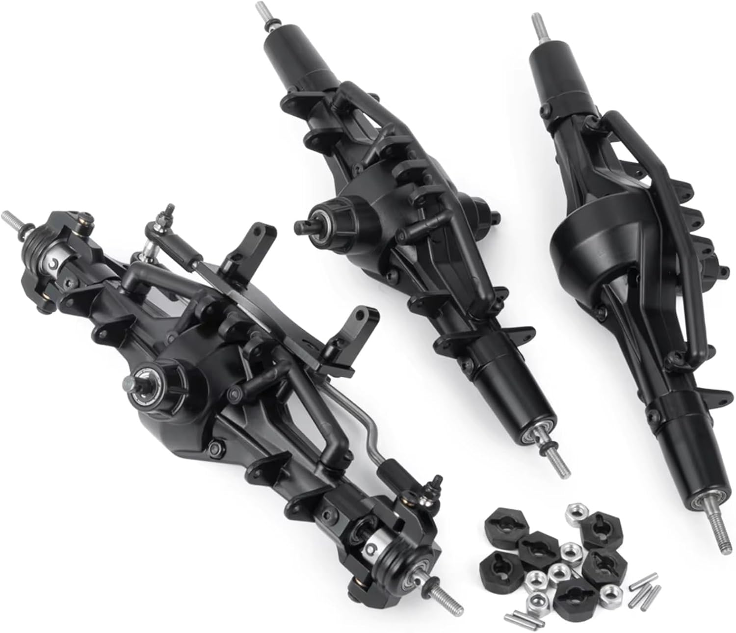 Compatible with Axial for SCX10 90021 90027 90028 1/10 RC Crawler Car Upgrade Parts Front Middle Rear Complete Axle RC Front and Rear Axle(1Set)