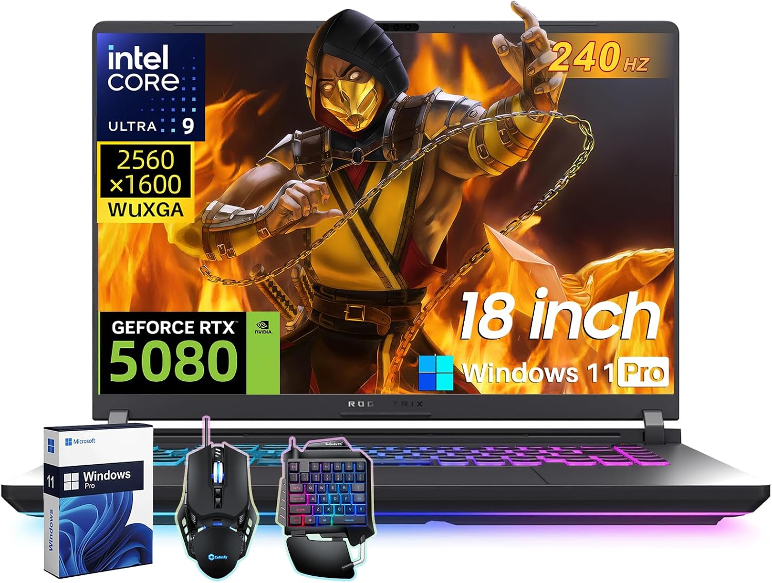 ASUS 2025 ROG Strix G18 Gaming Laptop, Intel 24-Core Ultra 9 275HX(Up to 5.4 GHz), NVIDIA RTX 5080 16GB GDDR7, 18