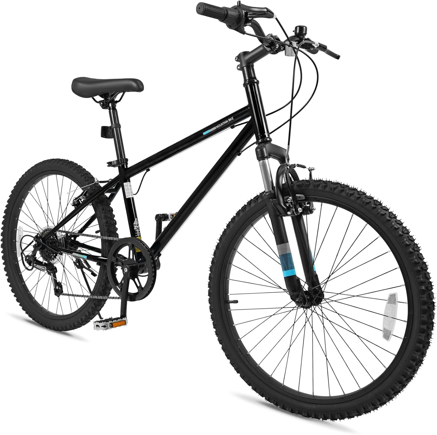 GYMAX 20 24 Inch Kids Mountain Bike, Kids Bicycles for Boys Girls w/Suspension Fork, 6-Speed Drivetrain, Dual Brakes, Anti-Slip Tires, Multi Colors