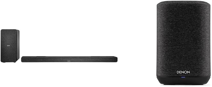 Denon DHT-S517 Sound Bar for TV with Wireless Subwoofer (2022 Model) & Home 150 Wireless Speaker (2020 Model), HEOS Built-in, Alexa Built-in, AirPlay 2, and Bluetooth, Compact Design, Black