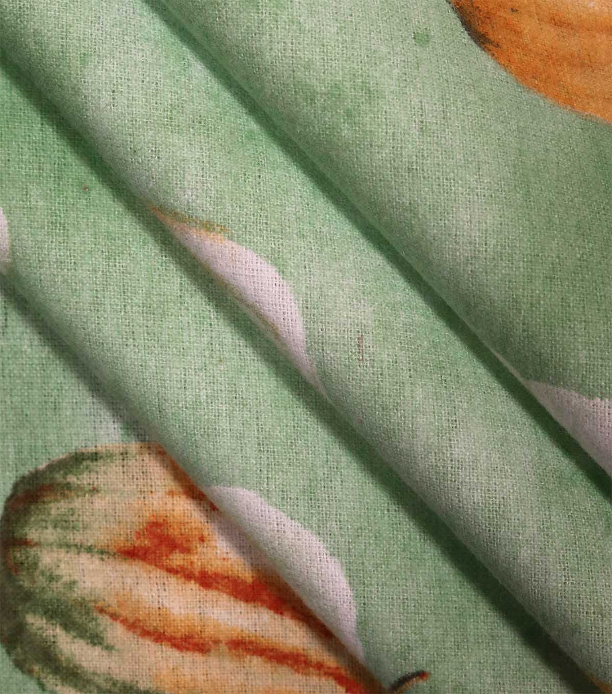 Teal Autumn Veggies Super Snuggle Flannel Fabric