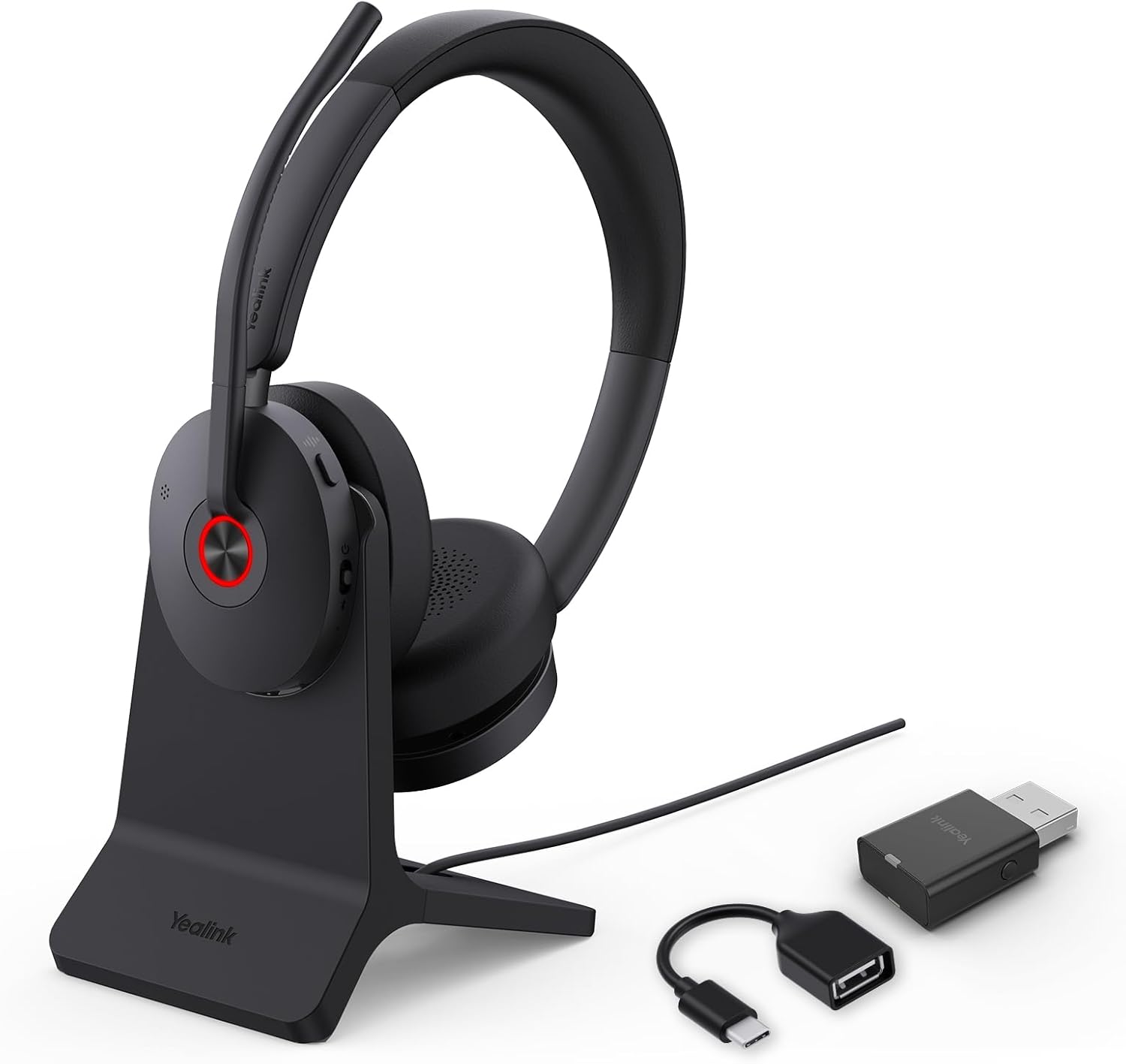 Yealink WH68 Hybrid ANC DECT&Bluetooth Wireless Headset with Adapter&Charging Stand, 492ft Rang Stereo Active Noise Cancellation Headphones