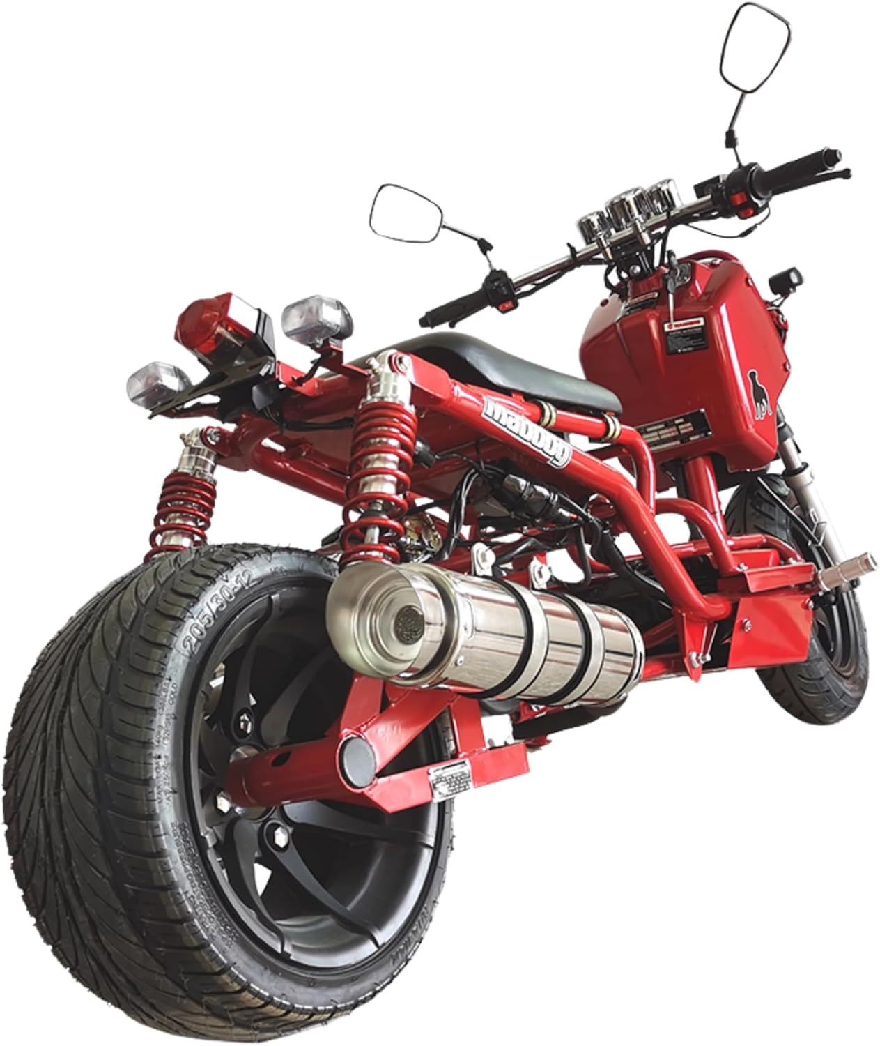 50cc Stretched Scooter Generation 1, Automatic Transmission, PMZ50-19, Wide 205/30-12 Rear Tire, Retro Speedometer, Gas Gauge, Street Legal Moped for Adults, Powerful 49cc GY6 Engine