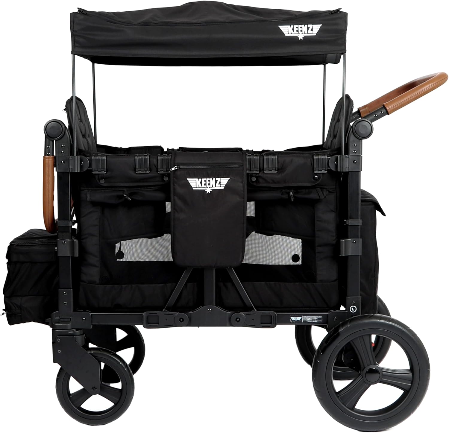 Keenz VYOO Stroller Wagon with Canopy - Foldable Design for Easy Storage, 5 Seating Positions for Kids, Enhanced Child Safety, All-Terrain Mobility, 2-Passengers, Black