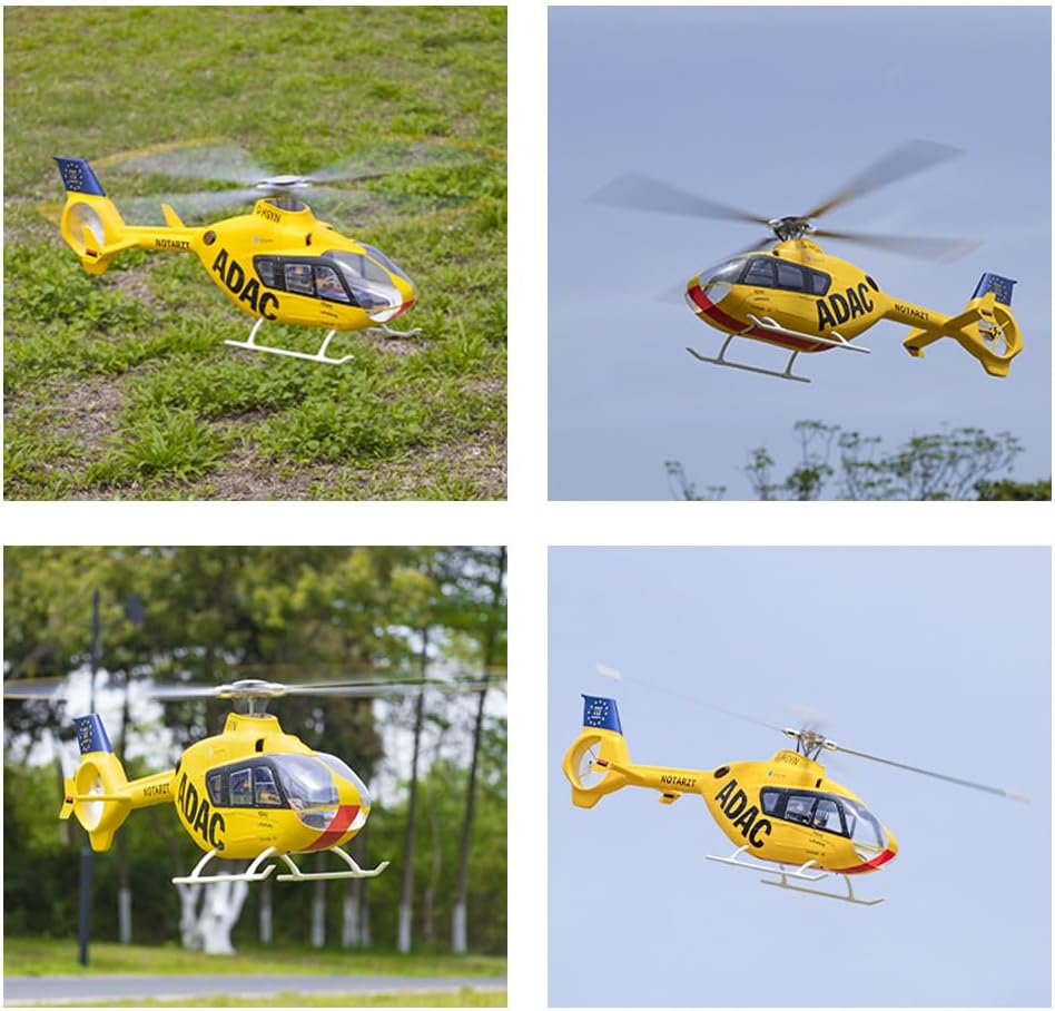 FLYWING EC135 RC Helicopter RTF EC 135 Scale Helicopter 6CH 470 Size rc Helicopters 4 Blades EC-135 Yellow 1:16 6CH Helicopters with New ACE Flight Controller