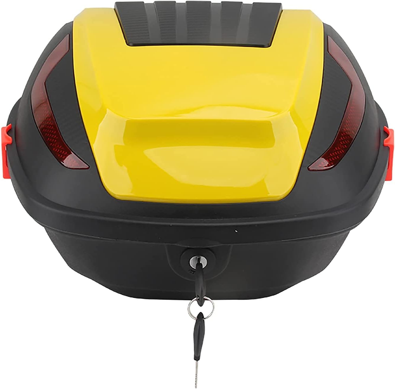 Universal Motorcycle Tour Tail Box Scooter Trunk Luggage Top Lock Storage Carrier Case w/Soft backrest and Mounting Hardware - Helmet Storage Box (Color : Red) (Yellow)