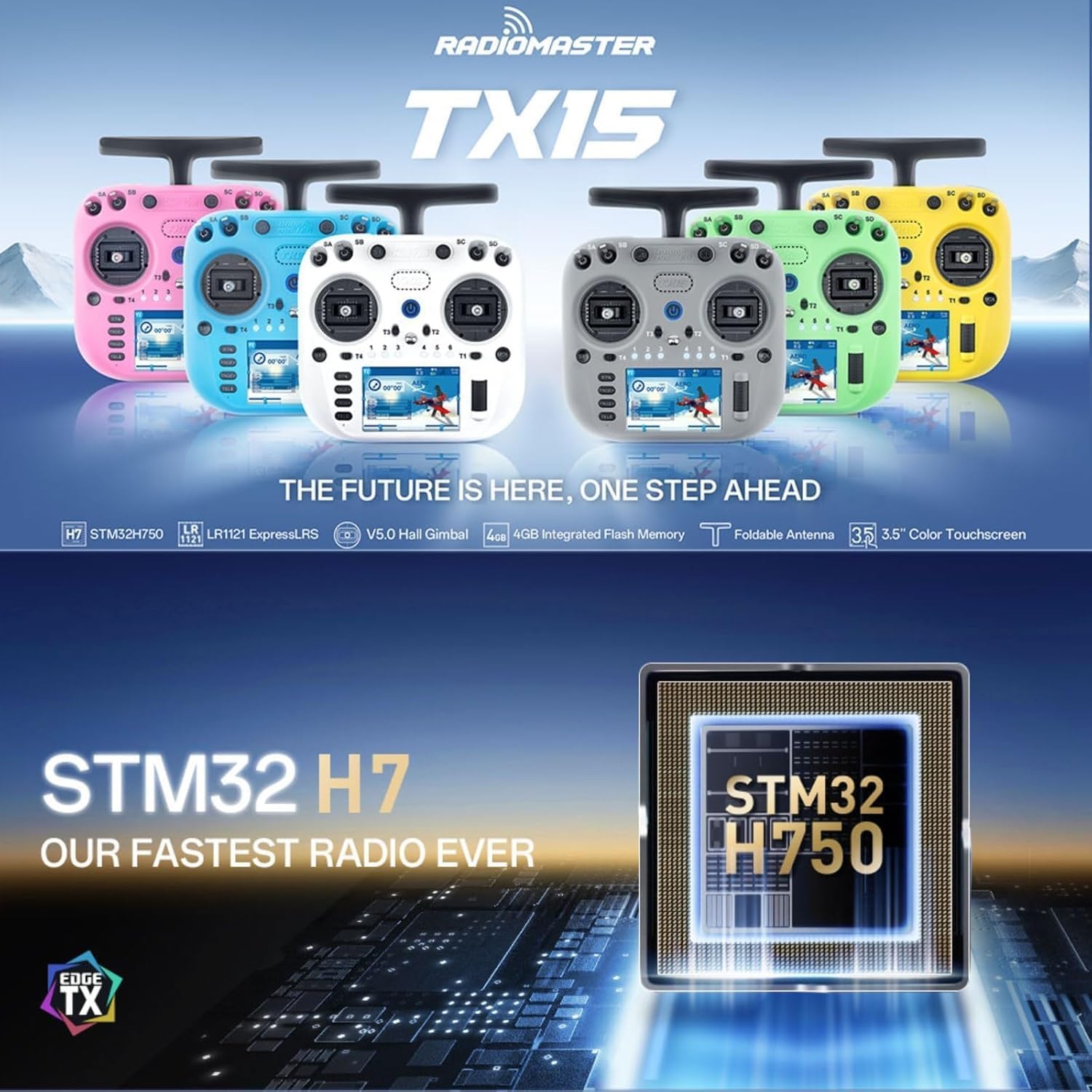 Radiomaster TX15 Radio Controller 2.4GHz 16 Channel EdgeTX Radio Transmitter, with V5.0 Hall Gimbals/3.5