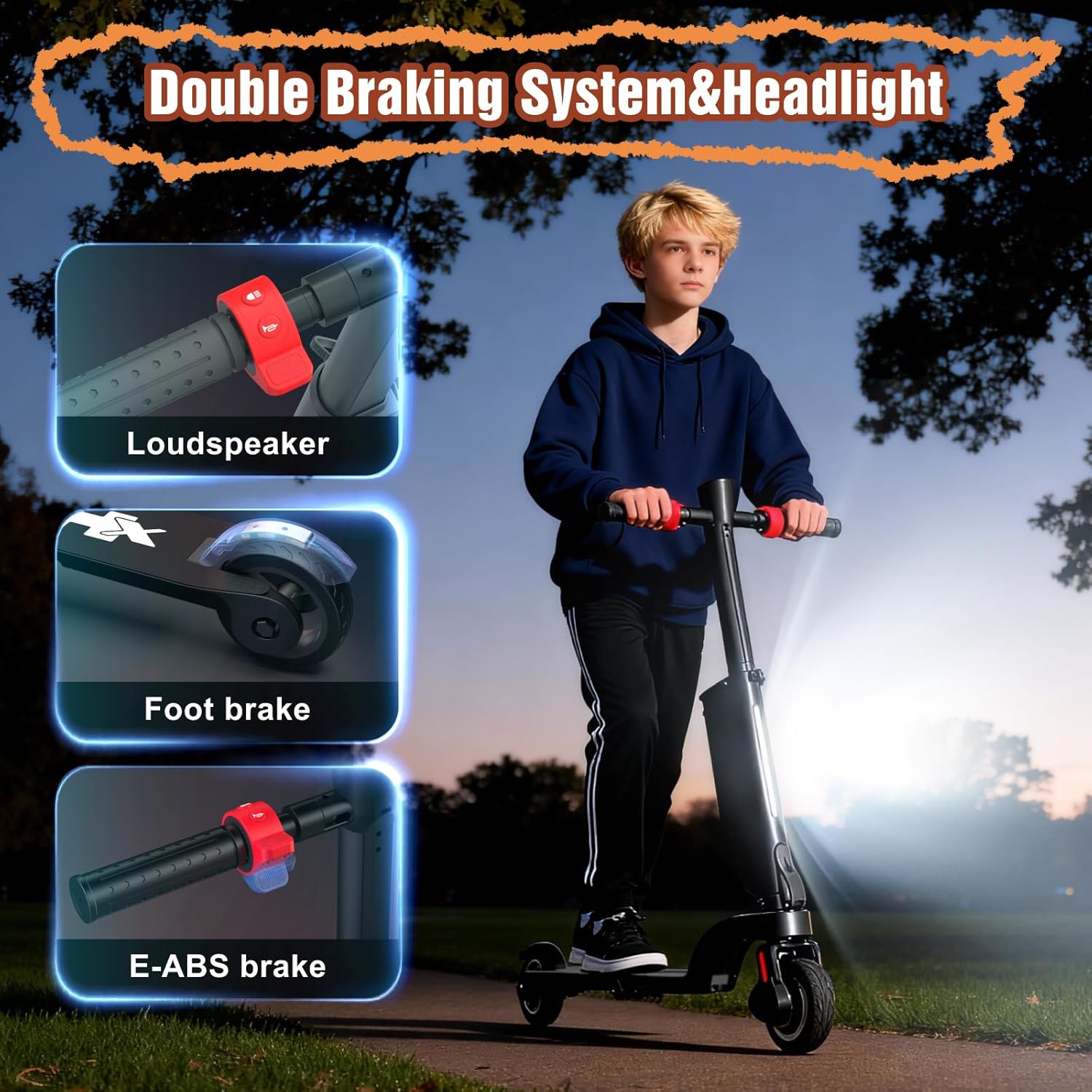 HX X6 Electric Scooter with Removable Battery for Big Kid 12+,16 Miles Range,350W Motor &16 MPH Top Speed,Double Braking System,Portable Triple Folding E Scooter for Commuting Outdoor-5.5