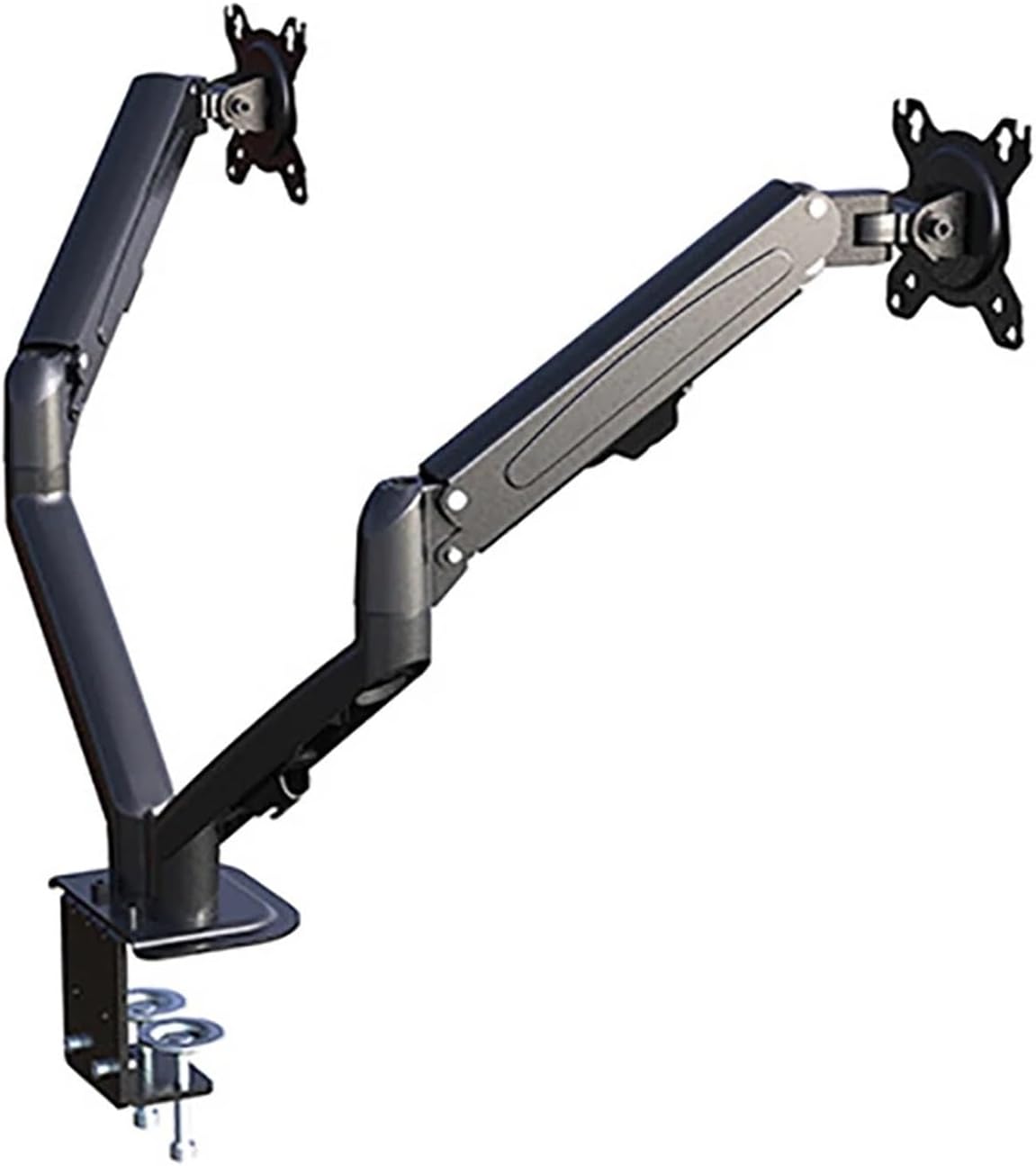 G08-24 Dual Monitor Desk Mount Bracket for 13 to 27 Inch LCD Screens, Swivel and Tilt Adjustable Dual Arm Desk Mount