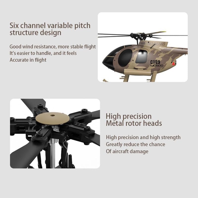 Matte Black MD500 Remote Control Helicopter Aircraft 4CH RC Heli Single Rotor No Ailerons Fall Resistant Maintain Altitude Hover RTF US 335MM