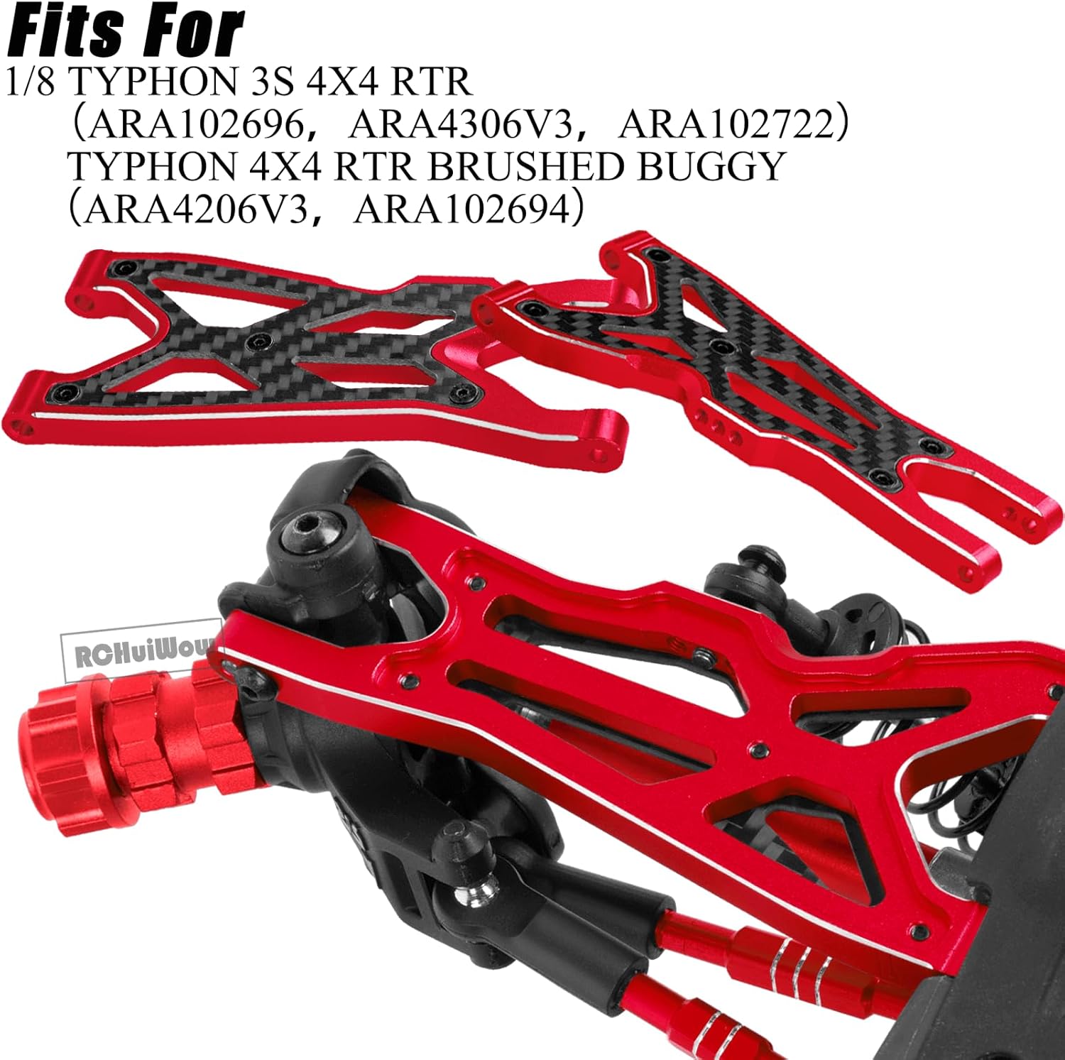 RC Upgrades Part for 1/8 Typhon 3S BLX,Shocks,Driveshafts,Transmission,Turnbuckles,A Arms,Caster Block Set,Center CVD &Support,25T Servo Saver,58T Slipper,Steering,Red