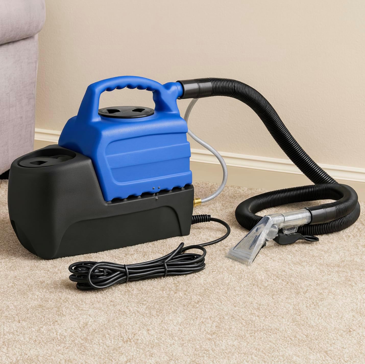 Commercial 2 Gallon Cold Water Spot Extractor, 55 PSI, Single 3-Stage Motor, 7' Hoses and 4