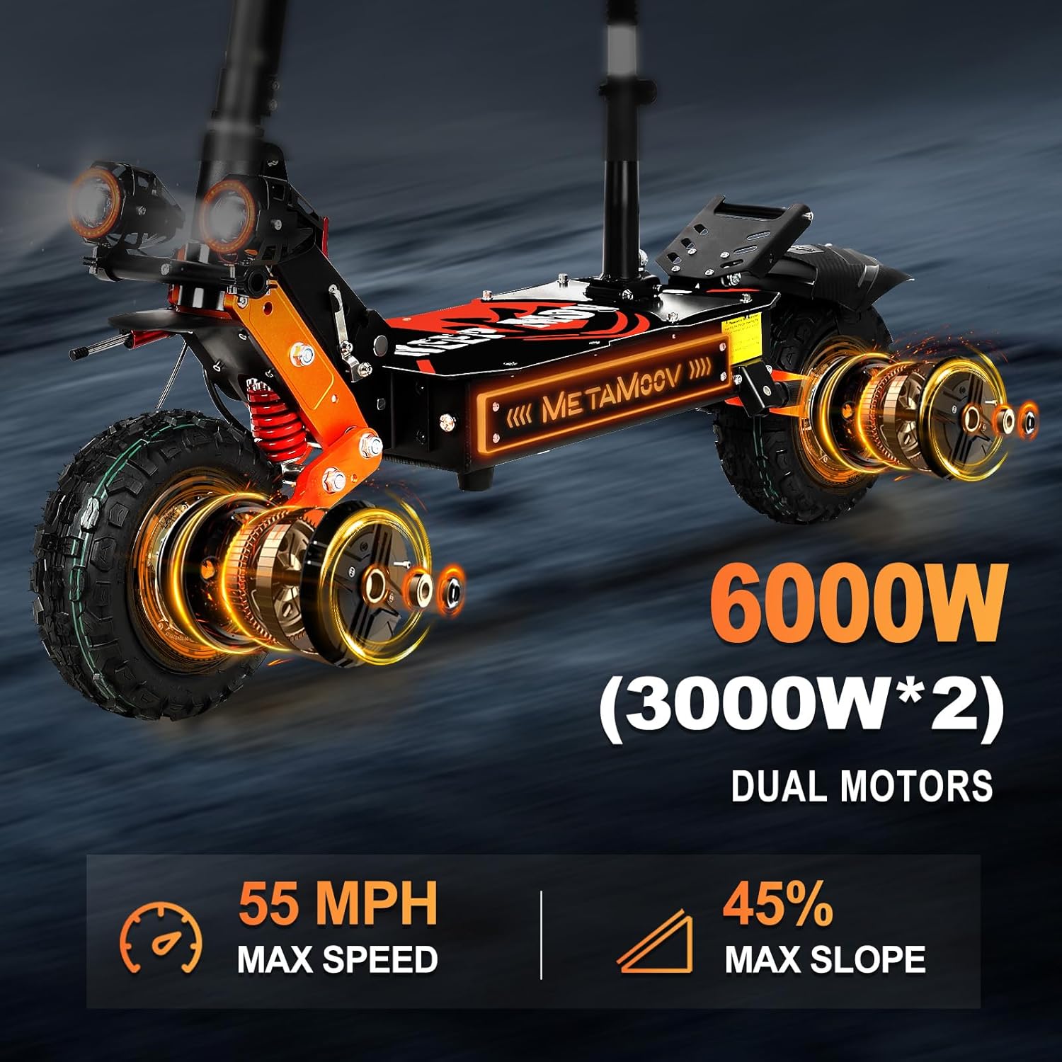 ZO01 Plus Electric Scooter Adults, 6000W Dual Motors Up to 55 MPH, 60 Miles Long Range 60V 35AH, 11