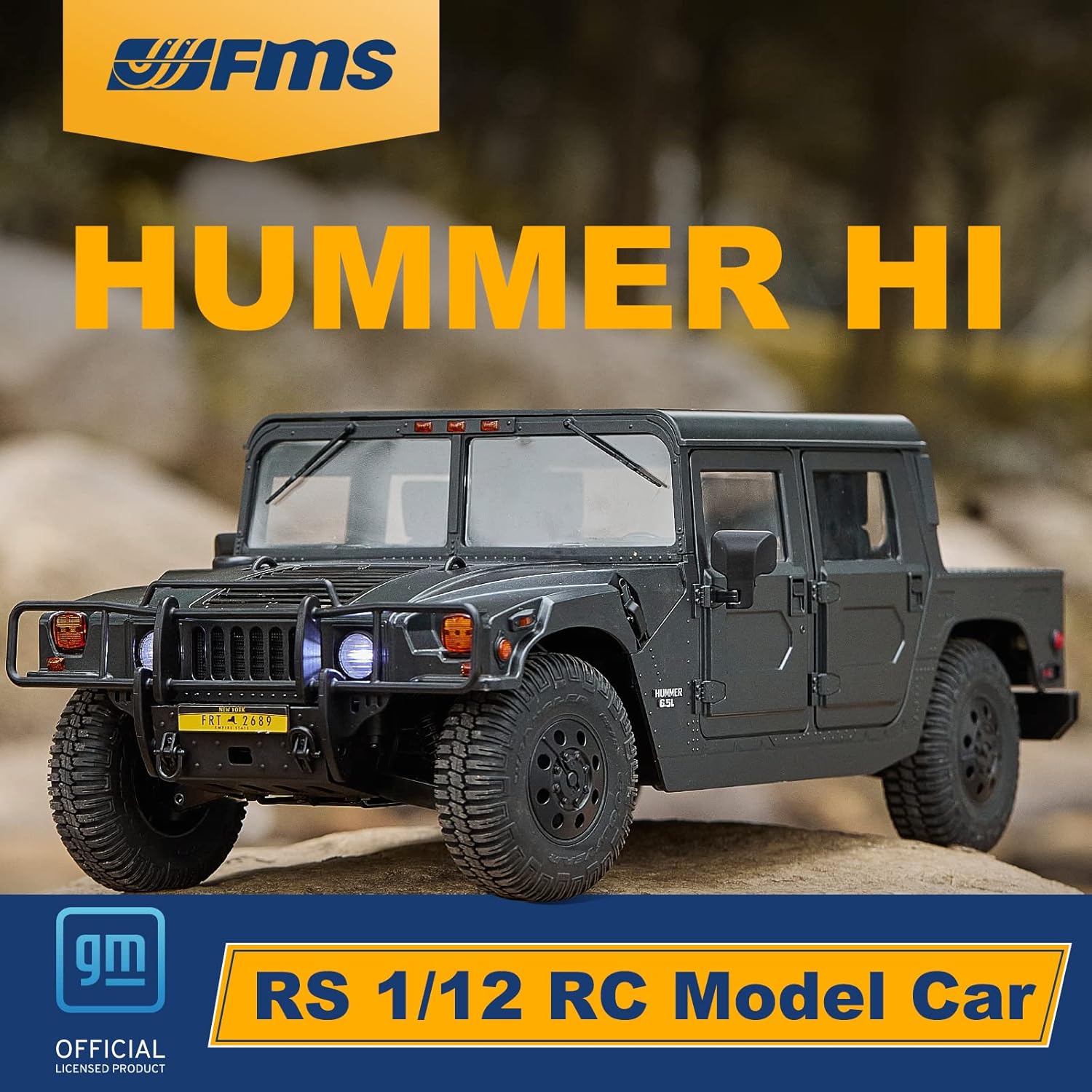 BEEZRC FMS 1/12 RC Crawler HMMWV H1 Alpha Officially Licensed RS 2-4WD Model Car RC Mdel Hobby RC Offroad Crawler Remote Control Car Collection Model with LED Lights for Adults