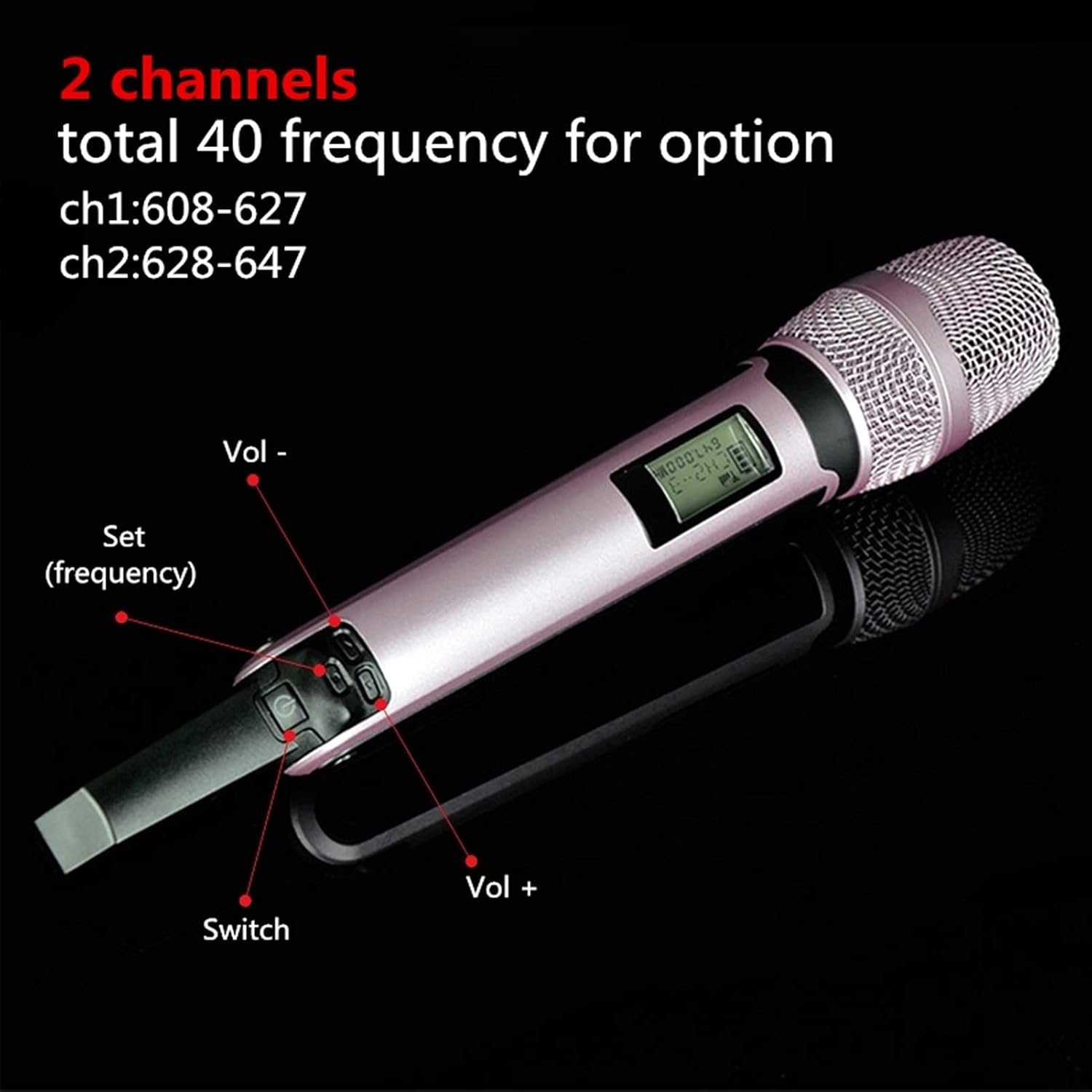 Microphone Wireless Karaoke Microphone Dynamic UHF Studio Recording for Computer Audio Professional DJ Speaker Conference Handheld Microphone with Receiver Easy to Connect and use (Purple)