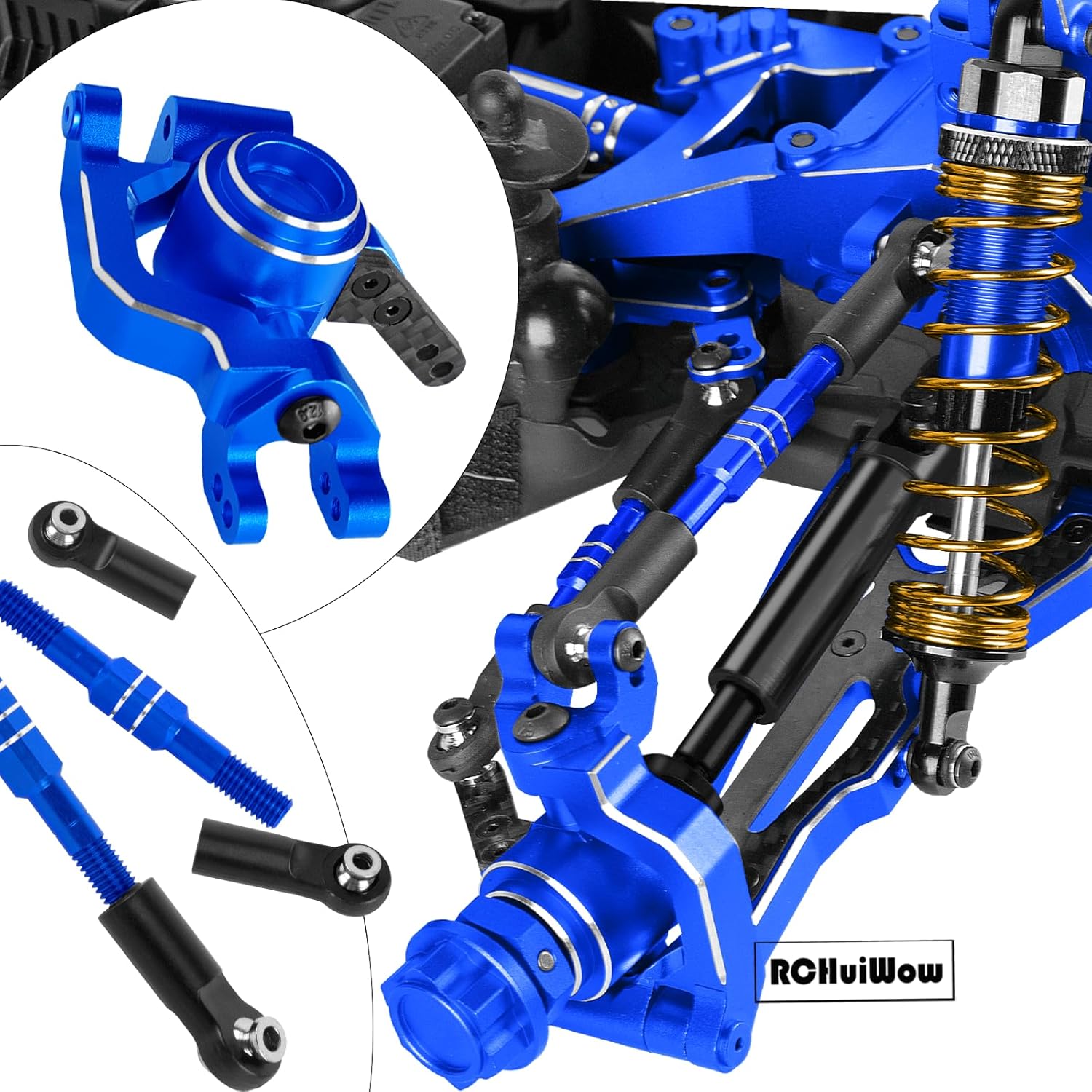 RC Upgrades Part for 1/8 Typhon 3S BLX,Shocks,Driveshafts,Transmission,Turnbuckles,A Arms,Caster Block Set,Center CVD &Support,25T Servo Saver,58T Slipper,Steering,Navy Blue