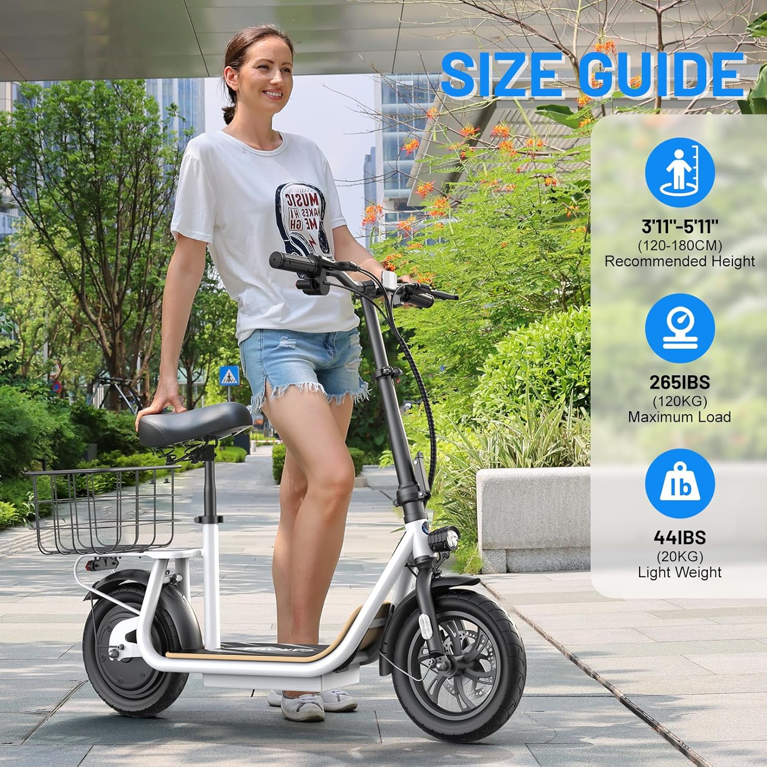 Caroma Peak 800W/1200W Electric Scooter with Seat 12