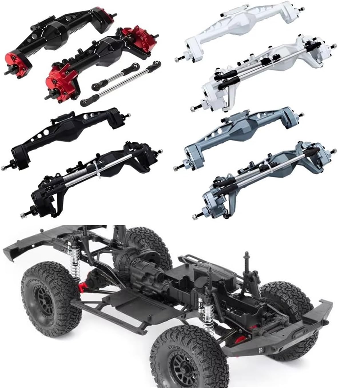 RC Car Accessories Compatible with Axial for SCX10 1/10 RC Car Upgrade Part Accessories Replacement Parts Aluminum Alloy Protector Front Rear Axle(Red)