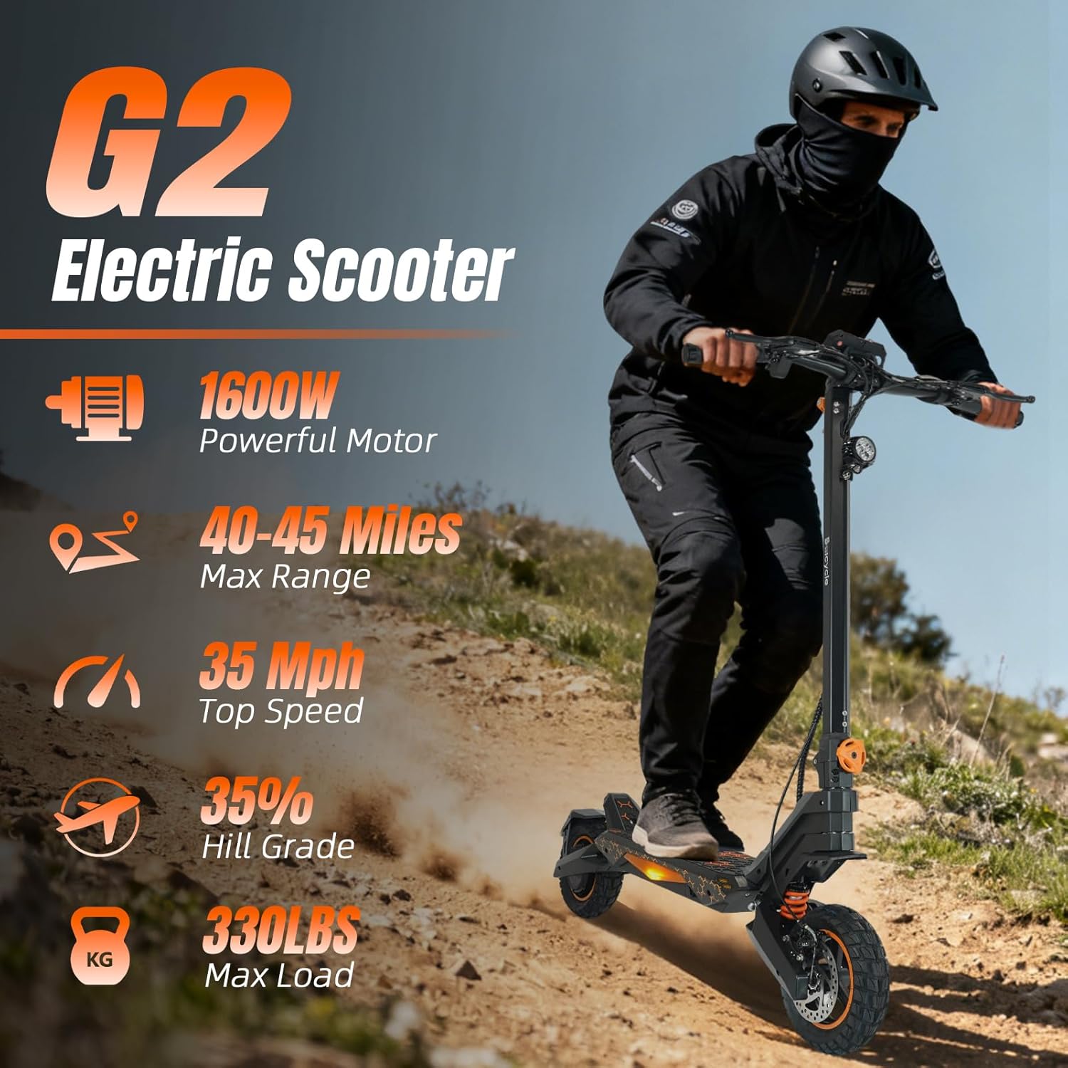 Off Road Electric Scooter for Adults – 5000W/1600W Fast E Scooter, 35/50Miles Long Range, 35/45MPH Max Speed, Heavy Duty 400 LB Capacity,Foldable Kick Scooter with Full Suspension for Commuter Outdoor