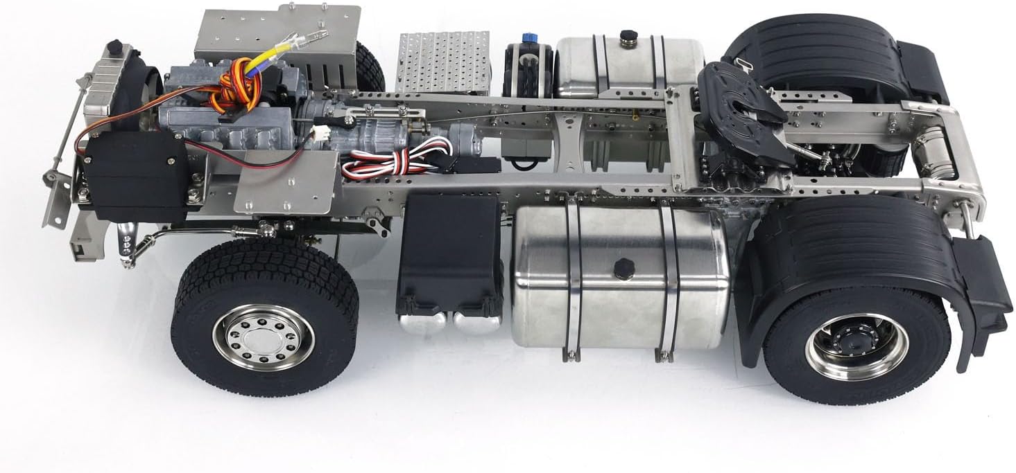 4X4 1/14 Metal Chassis for RC Tractor Truck R620 R730 Remote Control Car Model 3-Speed Transmission Differential Lock Axles