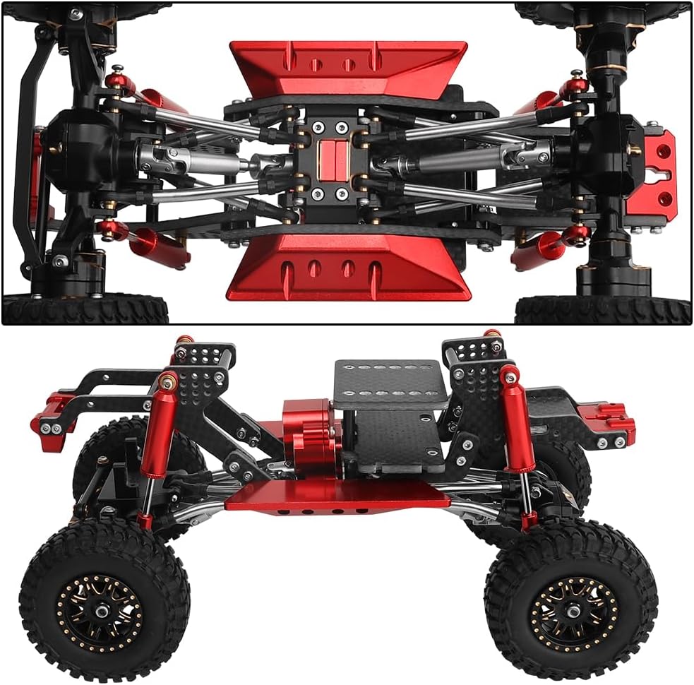 Ascent 18 Metal & Carbon Fiber Chassis Frame Assembled Kit with Transmission Axle Wheel Links for 1/18 RC Crawler Redcat Ascent-18 Upgrade