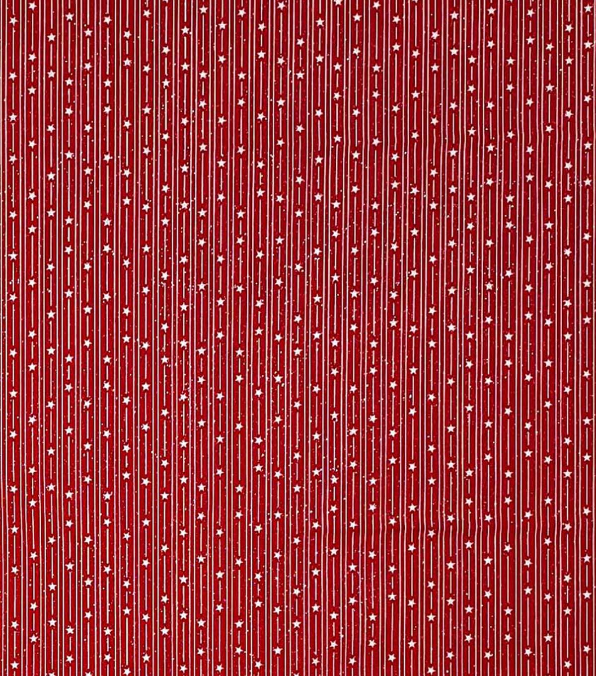 Falling Stars on Red Patriotic Glitter Cotton Fabric