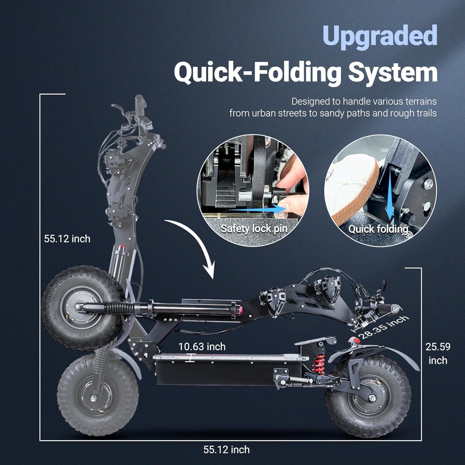Foldable Electric Scooter with Seat for Adults,High Power 10000W Dual Motor 72V 40A Extra Long Range,14