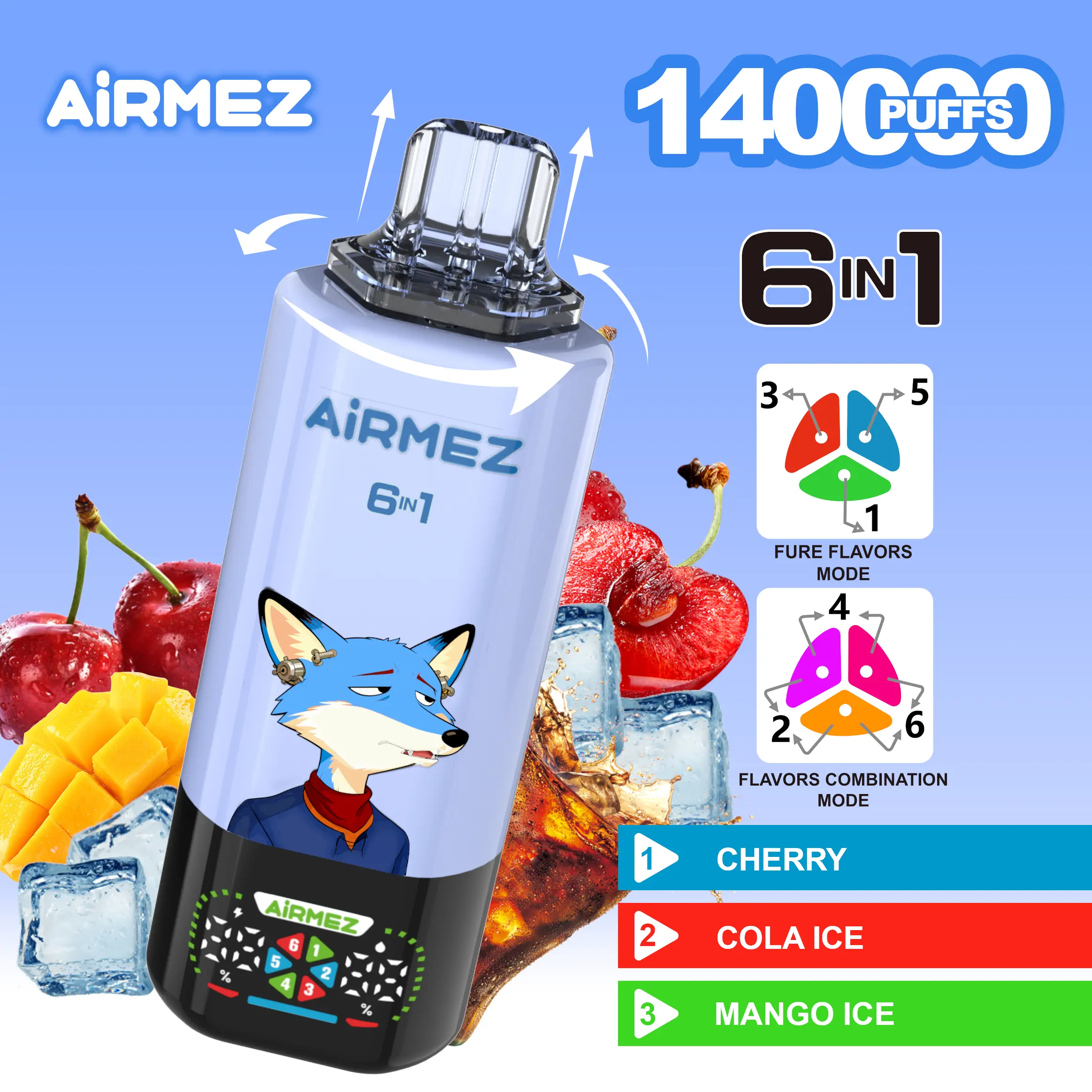 🔥AIRMEZ FOX 140K 6 in 1 (5pcs) - MYEU VAPES