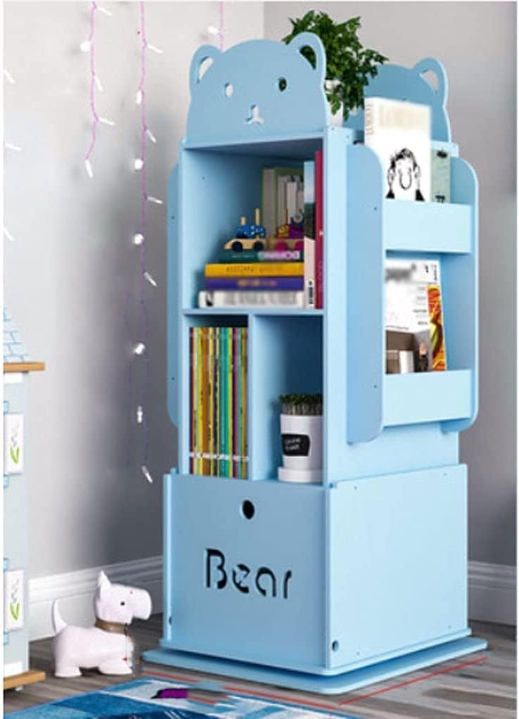 LSHAOBO Bookshelf Panda Robot Rotating Bookshelf, Large-Capacity Bookcase Storage Display Cabinet Animal Shape Rack for Children(Color:Mr. Panda-Blue)