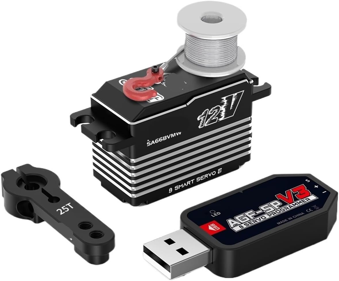 Waterproof SA66BV Steel Gear 12V 35KG High Torque Low Profile 3S Brushless Steering Smart Servo Suitable for 1/10(Standard Mode Set3)