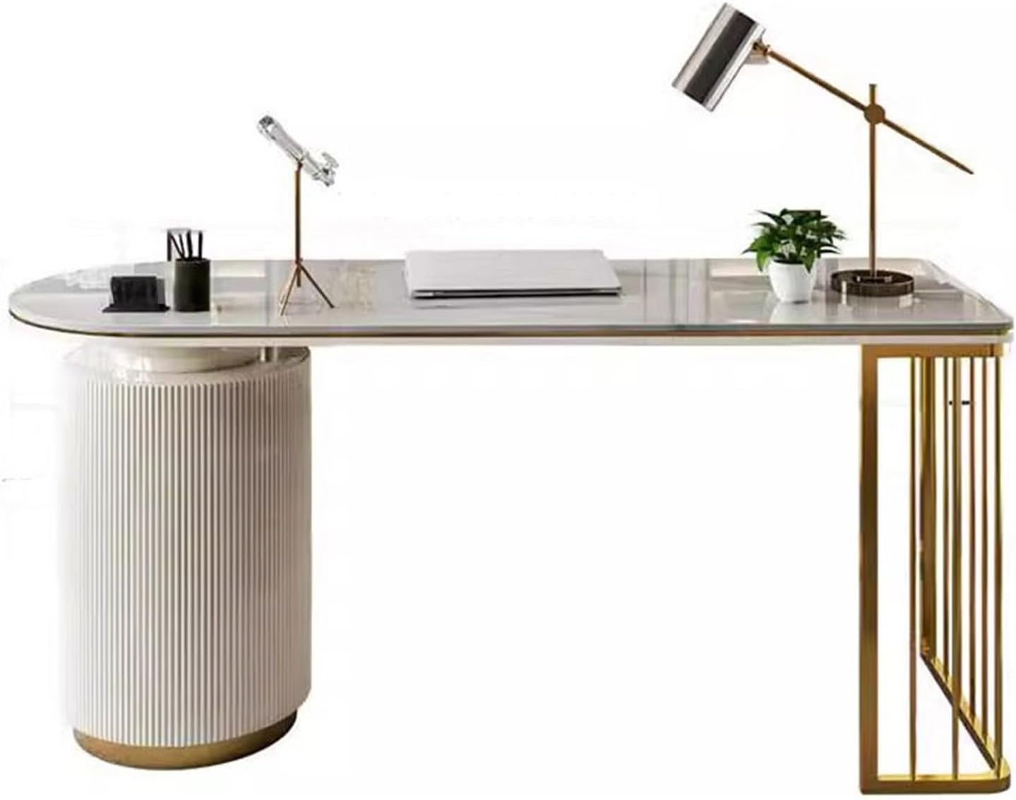 Workstation Light Luxury Computer Desk Office Modern Minimalist Writing Consulting Reception and Chair for Study(120 * 60 * 75cm)