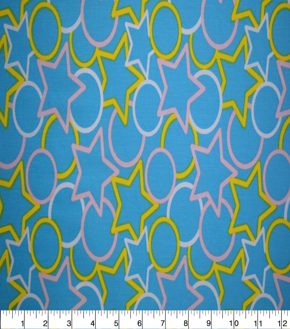 Blue & Yellow Stars & Circles Quilt Cotton Fabric by Quilter's Showcase