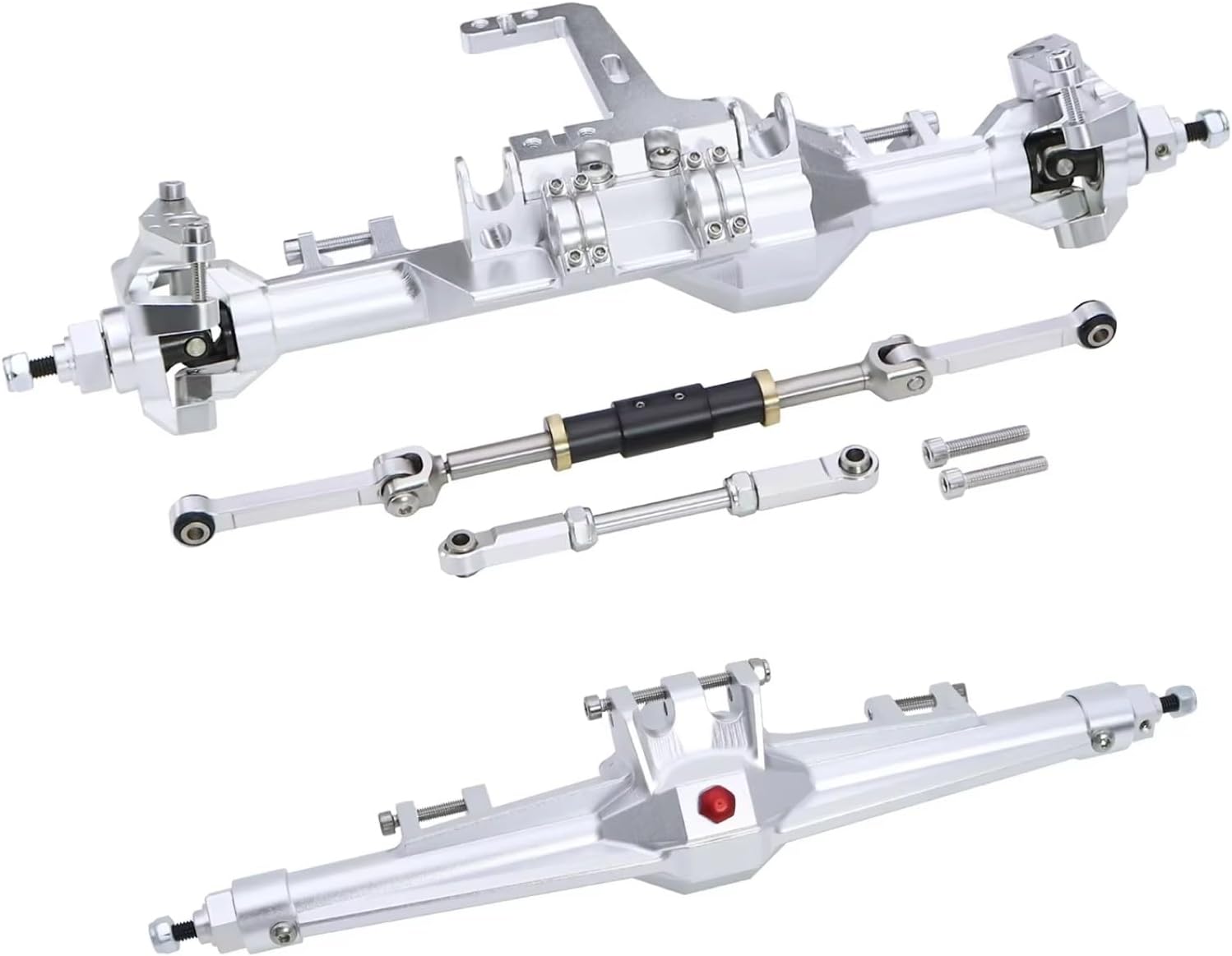 RC Axle Models For Vanquish H10 1/10 Front Rear Straight Axle Set CNC Aluminum Complete Axles Optic Upgrade Parts RC Crawler Car Accessory(Silver,1set)