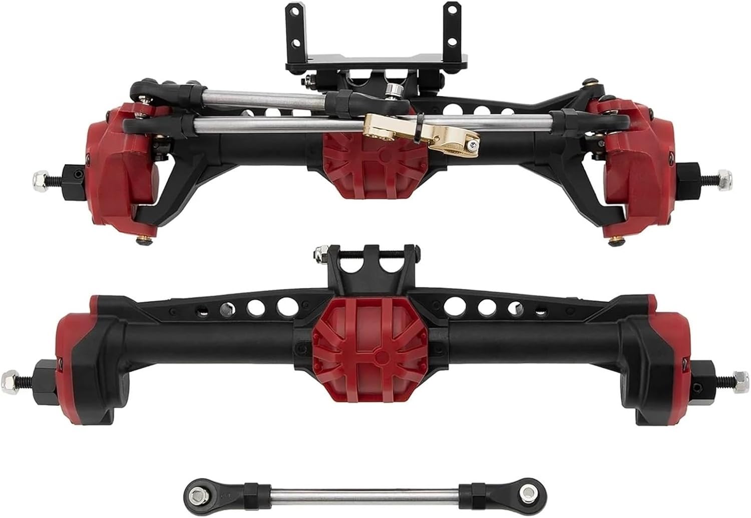 RC Car Upgrade Parts for Axial for SCX10 II 1/10 RC Crawler Car Upgrade Portal Axles Front Rear Axle with Steel Gears Metal Bearings Modified Parts(Red)