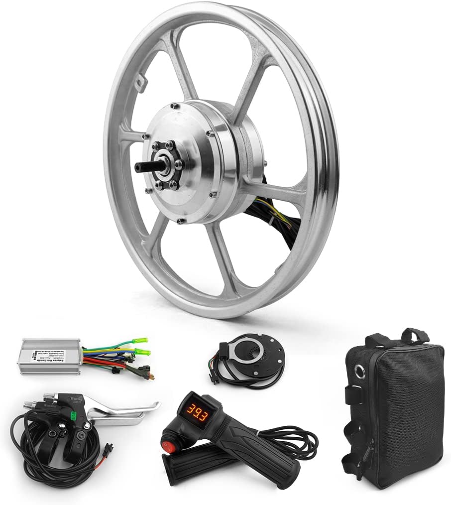 16 Inch 350W Brushless Geared Motor Mag Wheel with PAS Accelerator for Front Hub Drive Scooter Small Bike Bicycle Handle Throttle