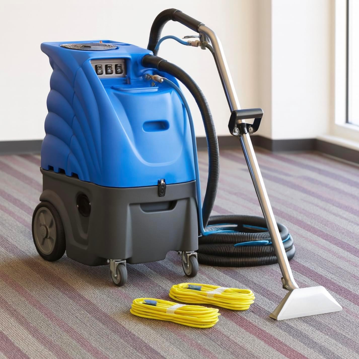 Commercial 12 Gallon Cold Water Carpet Extractor – 500 PSI Dual 3-Stage Vacuum, 25' Hoses & 12